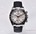 CLEAN Factory Rolex Daytona Superclone 4130 Watch White MOP Dial Black Rubber Strap